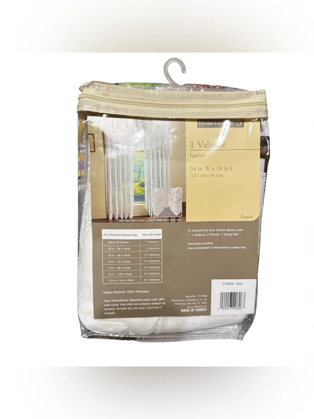 Home Trends Lace Window Valance Eggshell 58” x 18”
